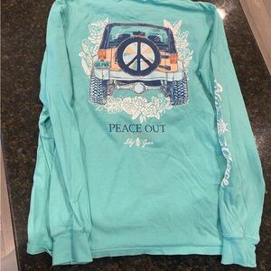 Lily Grace Women's Long Sleeve Tee - Aqua Peace Out Design